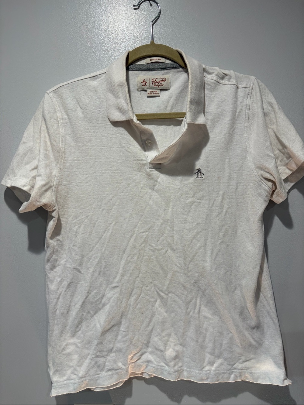 Original Penguin Men's Cream Polo Shirt with Embroidered Logo